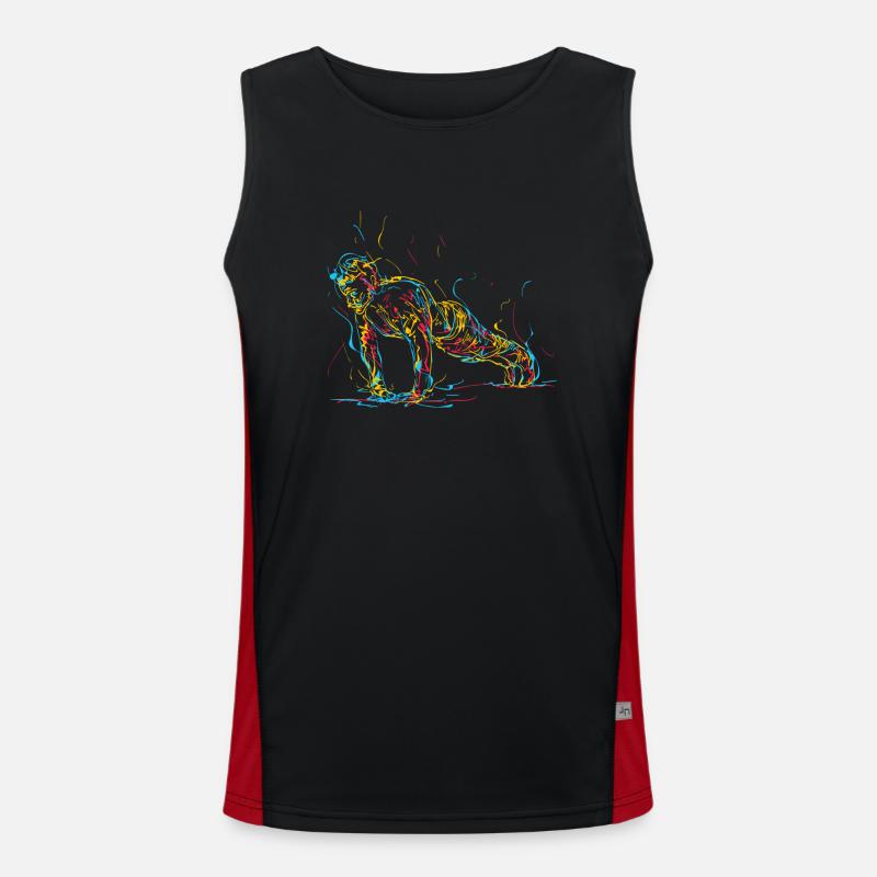 Abstract man doing push-ups Men's Functional Contrast Tank Top 