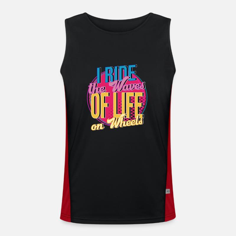 Rollerskater I Ride The Waves Of Life Gift Idea Funktionelles Kontrast-Tank Top für Männer 