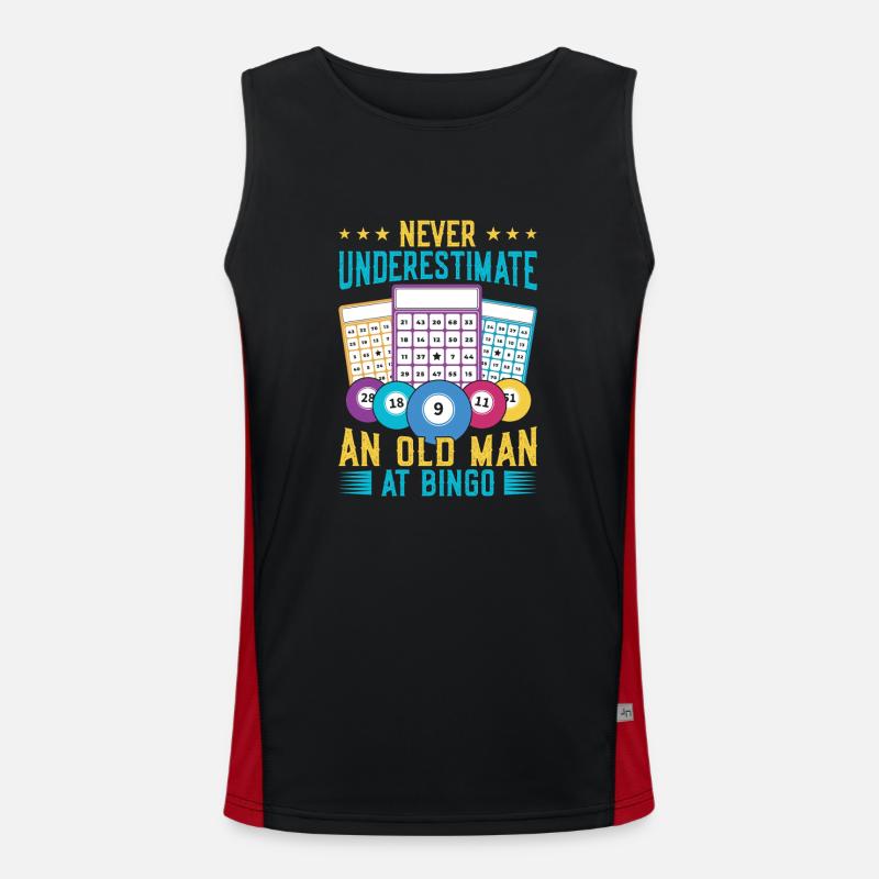 Bingo Game Underestimate An Old Man Bingo Men's Functional Contrast Tank Top 