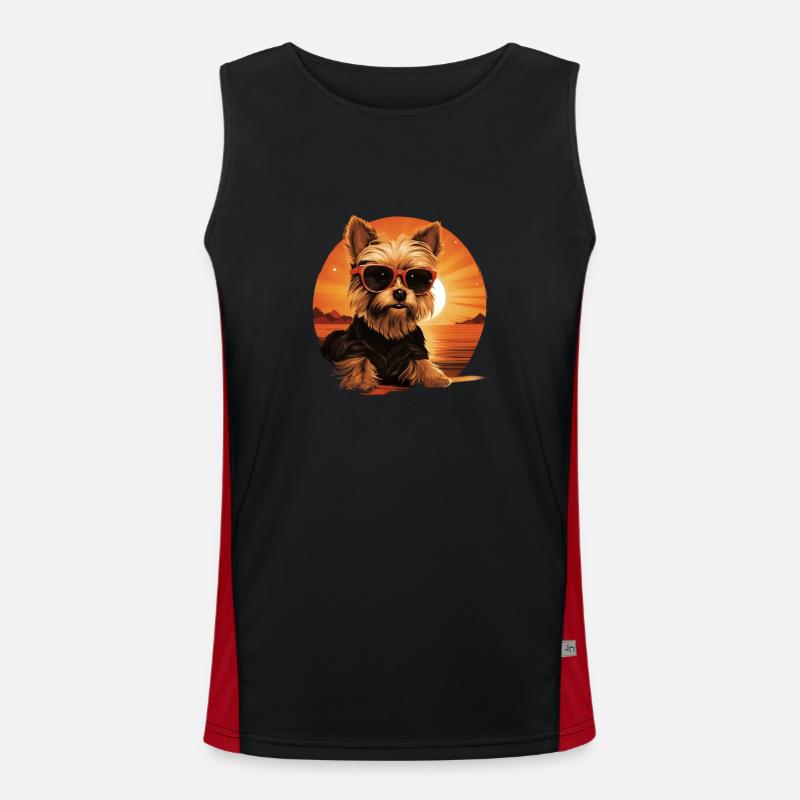 Yorkshire Terrier mit Sonnenbrille Funktionelles Kontrast-Tank Top für Männer 