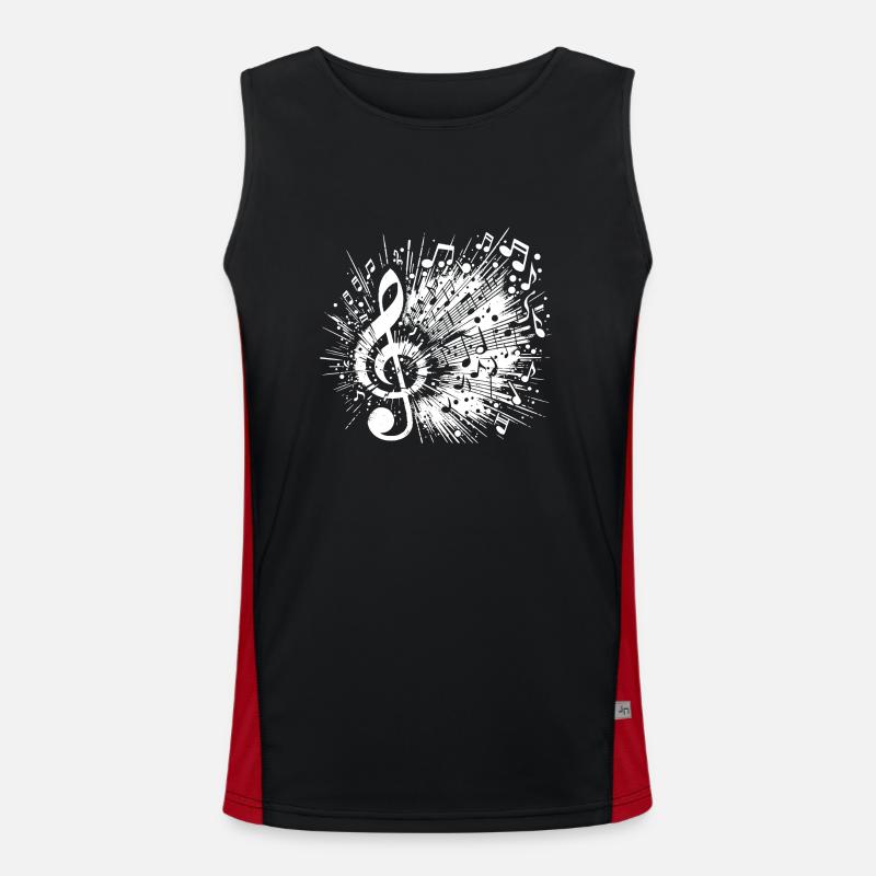 Exploding Music Clef Scale - Men's Functional Contrast Tank Top  - black/red