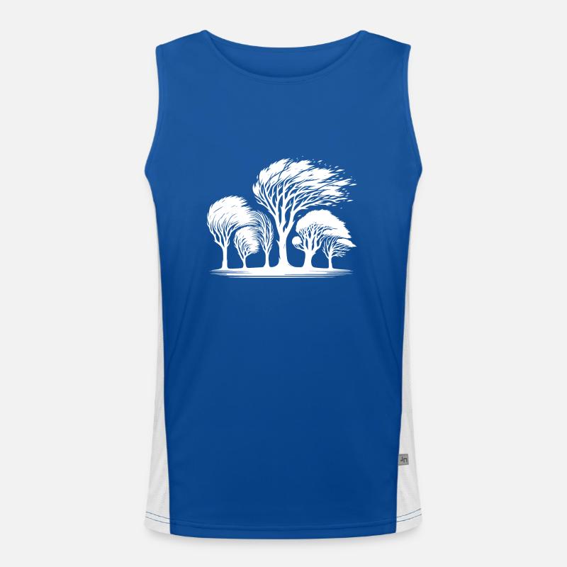 Coastal trees in a violent autumn storm Men's Functional Contrast Tank Top 