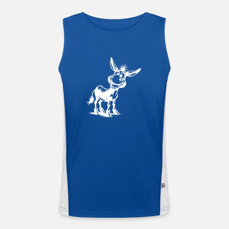 Funny Grinning Donkey Pencil Drawing Men's Functional Contrast Tank Top 
