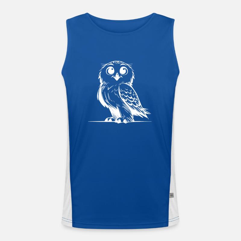 Putzige Schnee-Eule Bleistift Skizze Funktionelles Kontrast-Tank Top für Männer 