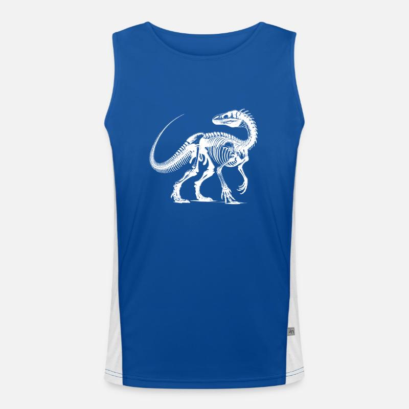 Evolution in Linien Dinosaurier Fossil Knochen Funktionelles Kontrast-Tank Top für Männer 