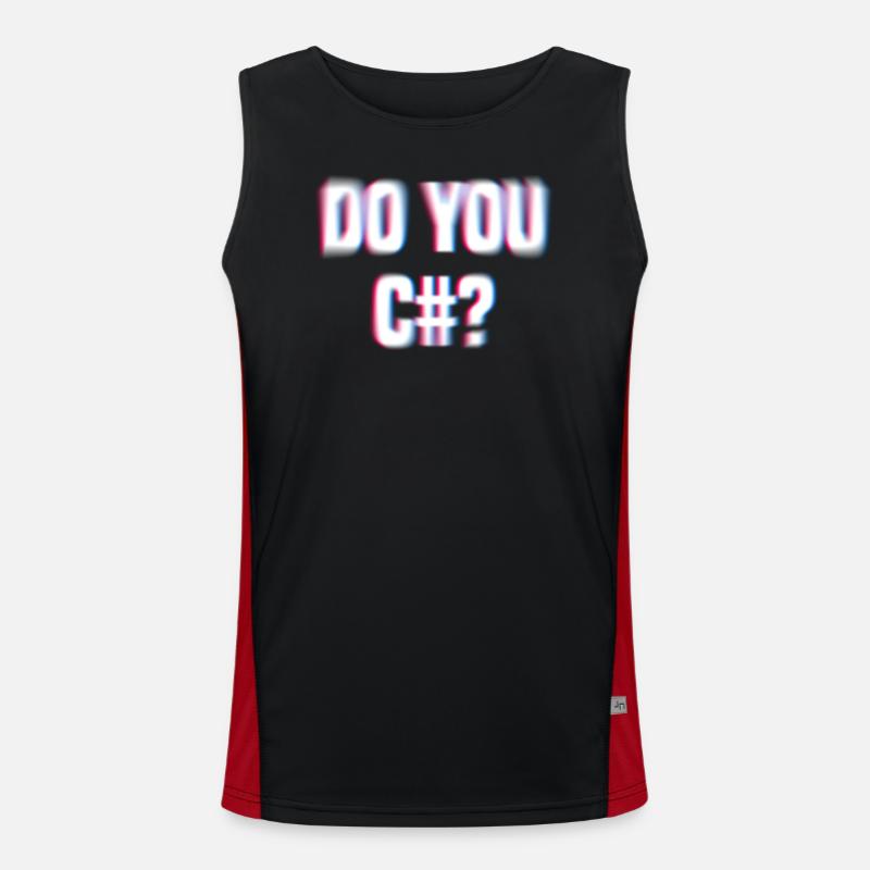 Do You See Sharp? (C#) Fuzzy design for nerds Men's Functional Contrast Tank Top 