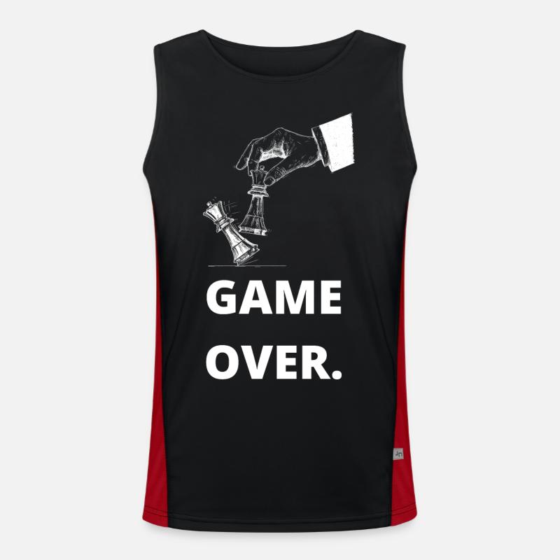 Schach Geschenk Schachspieler Meme Trend Game Over Funktionelles Kontrast-Tank Top für Männer 