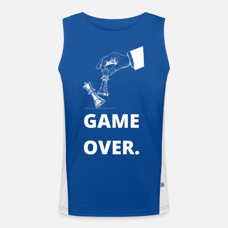 Schach Geschenk Schachspieler Meme Trend Game Over Funktionelles Kontrast-Tank Top für Männer 
