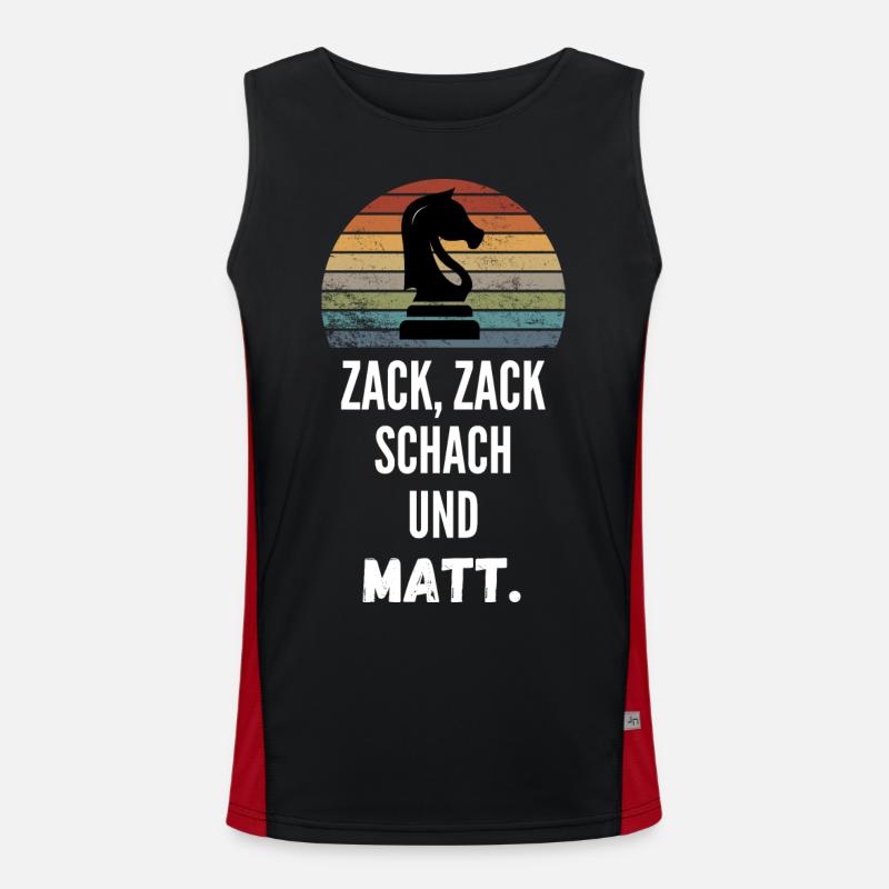 Springer Schachmatt Schach Geschenk Schachspieler Funktionelles Kontrast-Tank Top für Männer 
