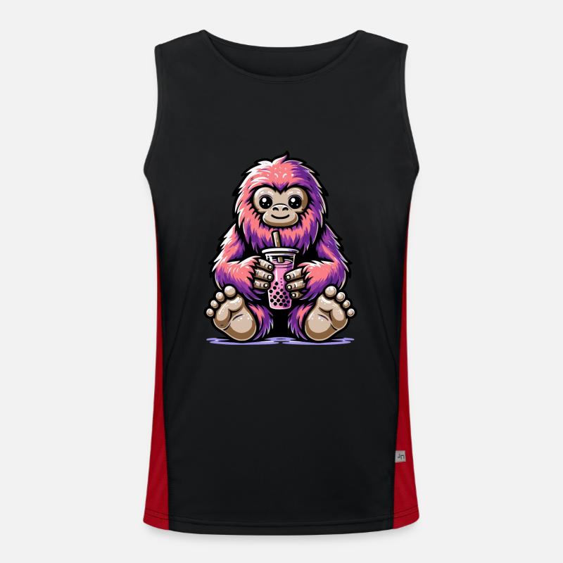 Bubble Tea Bigfoot Boba Tea Kawaii Geschenk Funktionelles Kontrast-Tank Top für Männer 