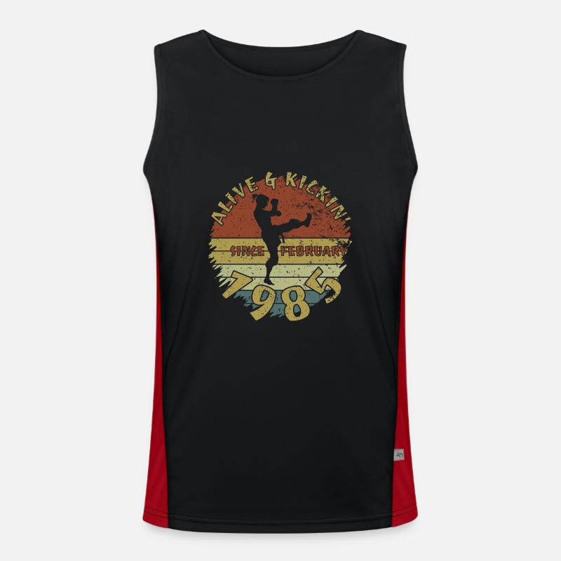 40. Geburtstag Alive and kickin since 02/1985 Funktionelles Kontrast-Tank Top für Männer 