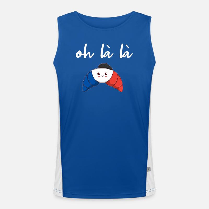 Frankreich Croissant oh là là Geschenkidee süß Funktionelles Kontrast-Tank Top für Männer 