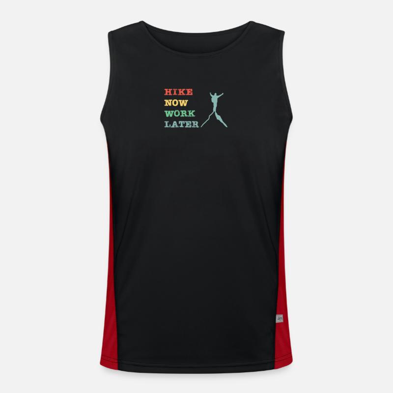 Hike now work later Funktionelles Kontrast-Tank Top für Männer 