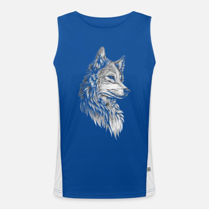 Wolf Kopf Realistisch Funktionelles Kontrast-Tank Top für Männer 
