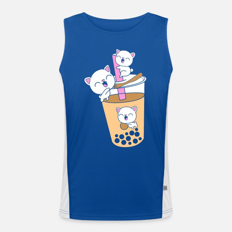 Boba Tee Bubble Tea Katze Kätzchen Funktionelles Kontrast-Tank Top für Männer 