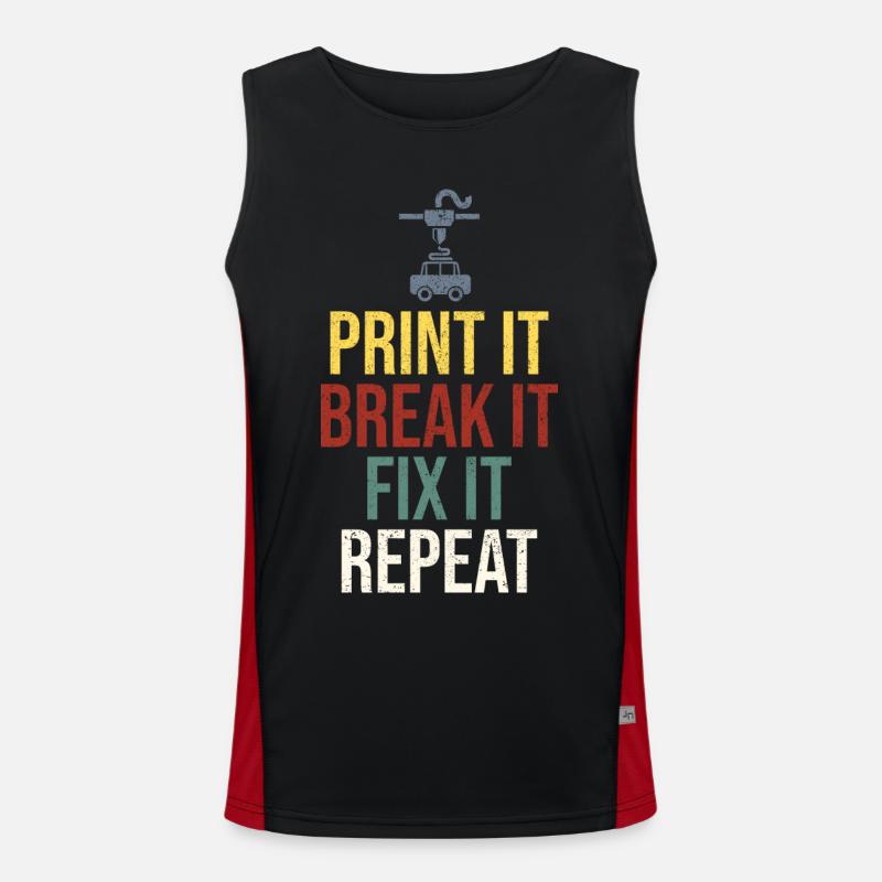 3D Printer 3D Printing - Men's Functional Contrast Tank Top - black/red