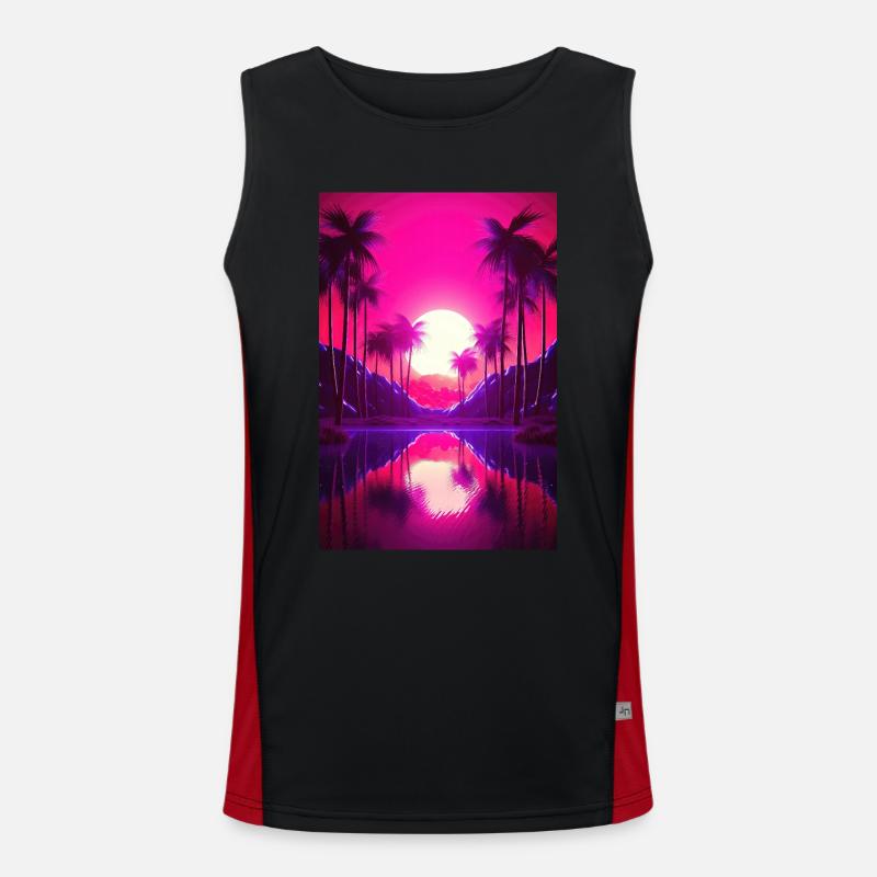 Eine Synthwave Erkundung vom Retrowave Paradies Funktionelles Kontrast-Tank Top für Männer 