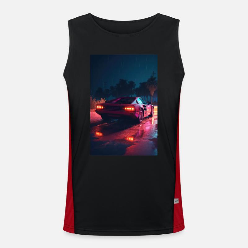Future Drive: Neon Spuren vom Synthwave Abenteuer Funktionelles Kontrast-Tank Top für Männer 