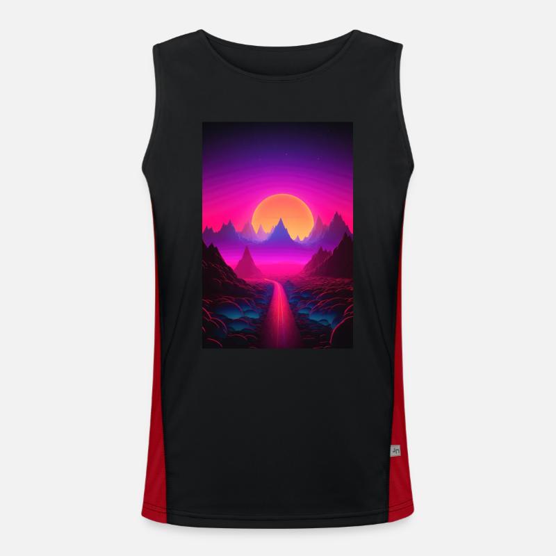 Luminous Peaks: Synthwave Serenity Funktionelles Kontrast-Tank Top für Männer 