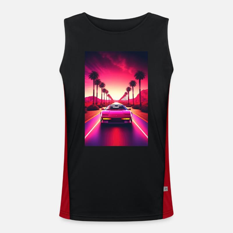 Retro Racer: A Synthwave Cruise through Time Funktionelles Kontrast-Tank Top für Männer 