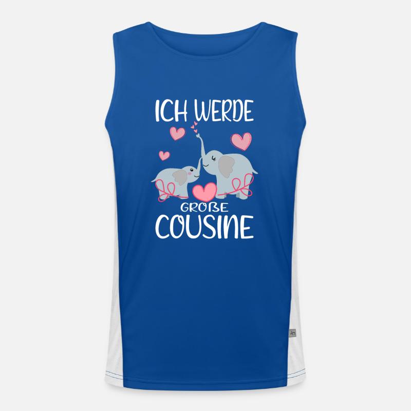 Cousine Ich werde große Cousine Geschenkidee Funktionelles Kontrast-Tank Top für Männer 