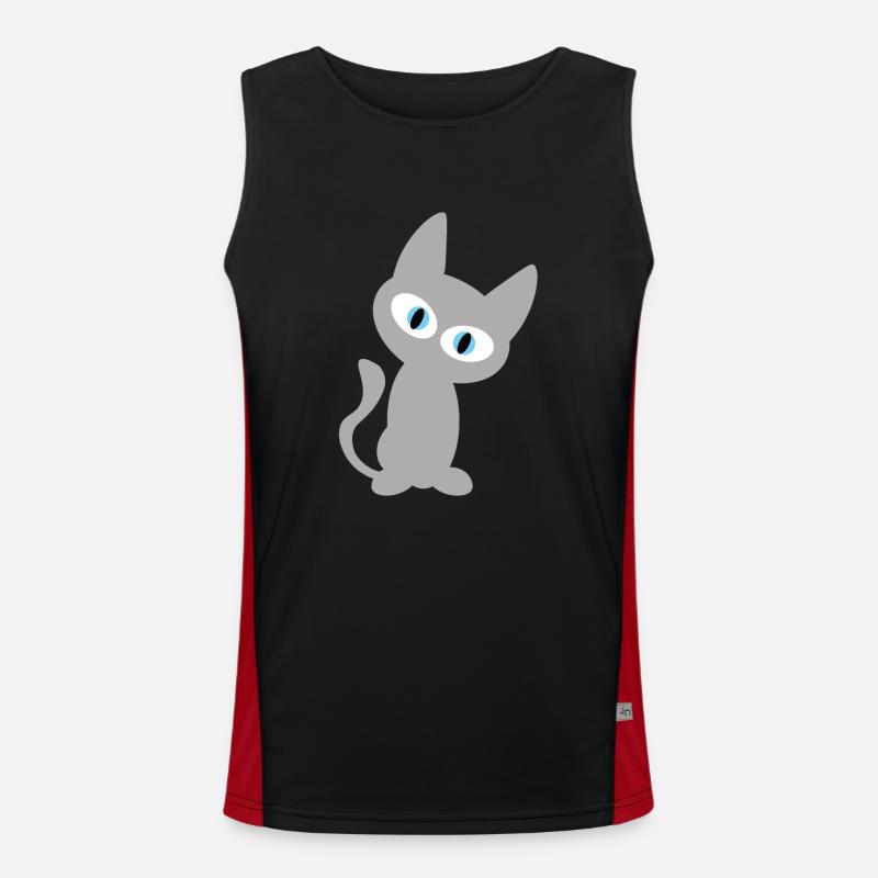 Graue Katze oder Kater als cooles Katzen Design Funktionelles Kontrast-Tank Top für Männer 