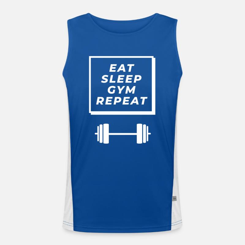 Manger dormir gym répéter le dicton de forme physique Débardeur respirant contrasté Homme 