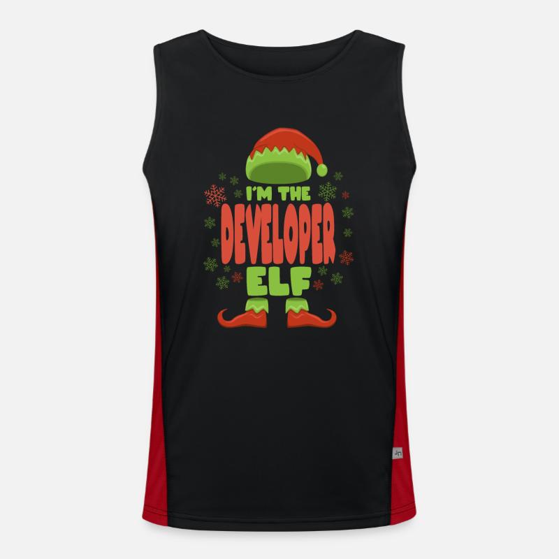 Software Developer Christmas Elf - Men's Functional Contrast Tank Top  - black/red