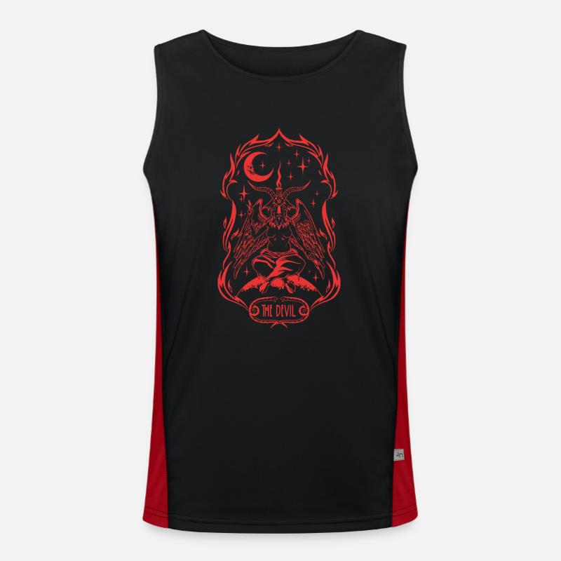 Black moon devil satan ritual Men's Functional Contrast Tank Top 