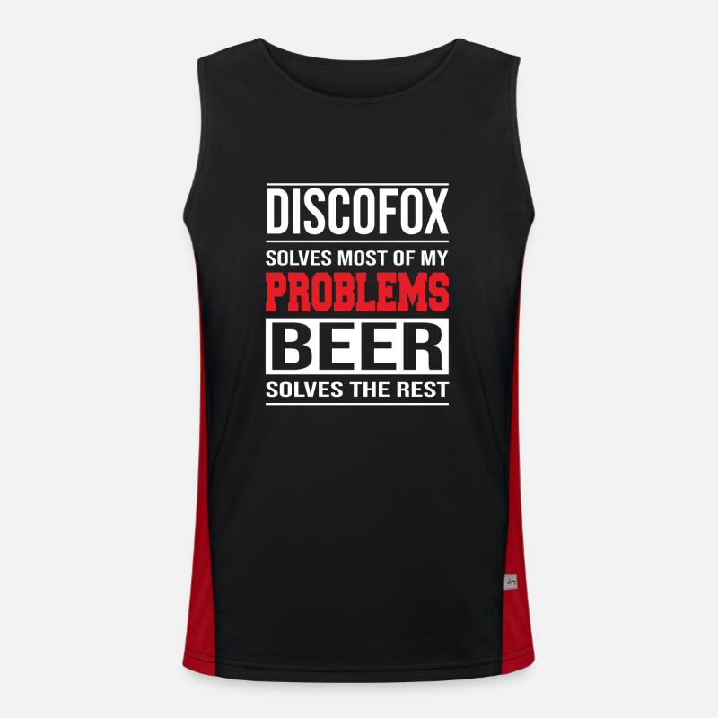 Discofox solves problems, beer solves the rest Men's Functional Contrast Tank Top 