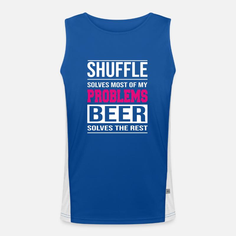 Shuffle solves problems, beer solves the rest Men's Functional Contrast Tank Top 