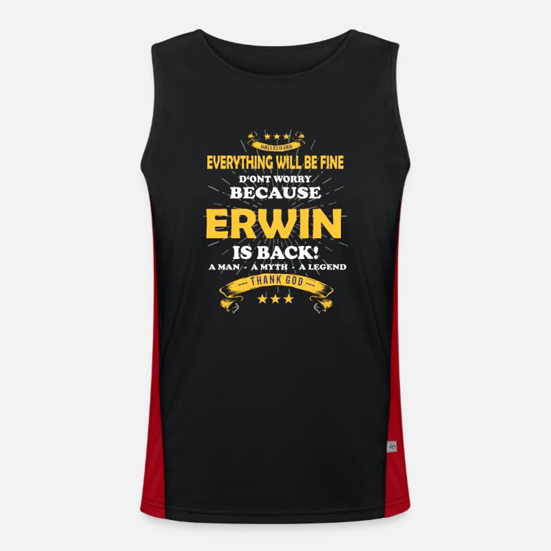 Everything's going to be alright, because Erwin Ist da Outfit Men's Functional Contrast Tank Top 