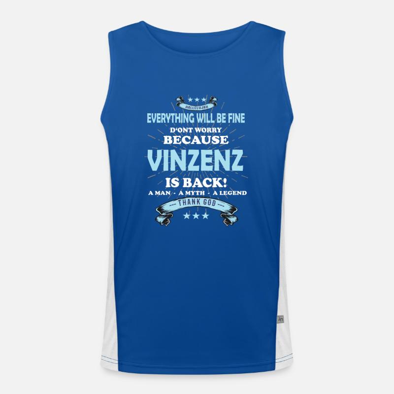 Everything will be fine Vinzens Is back Funktionelles Kontrast-Tank Top für Männer 