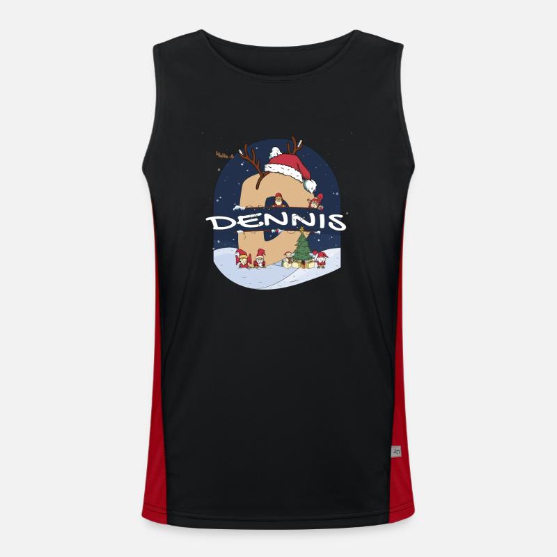 Awesome Dennis Name w Santa Hat in Xmas Theme Men's Functional Contrast Tank Top 