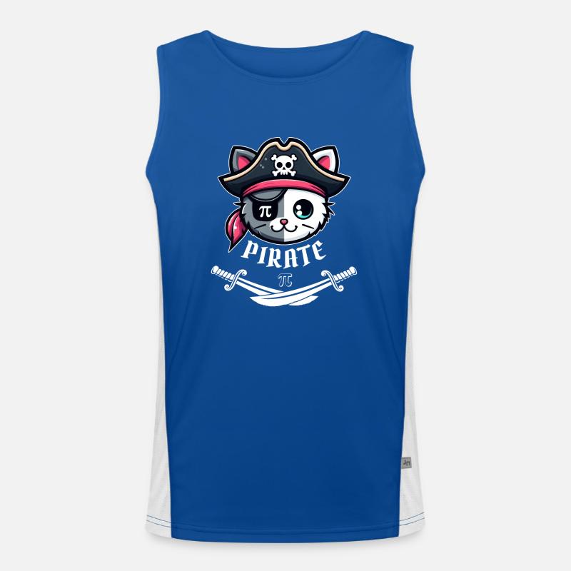 Gasparilla Cat Pirate 3.14 Pi Day Math Science Men's Functional Contrast Tank Top 