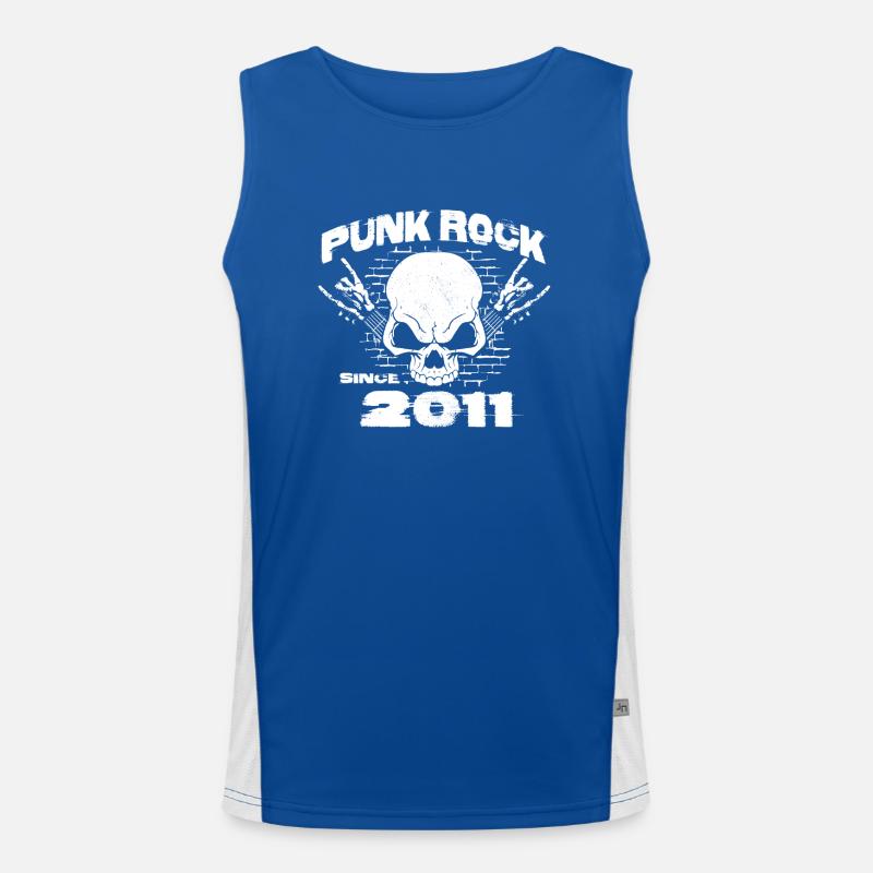 13th Birthday - Punk Rock Since 2011 Skull Rock Men's Functional Contrast Tank Top 