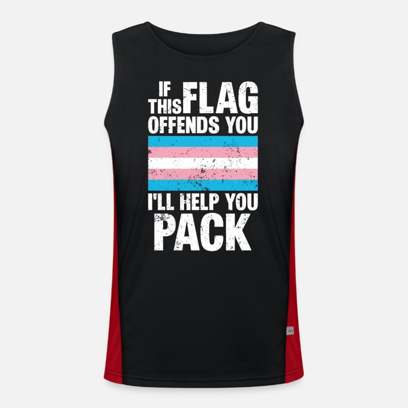 trans tif this flag offends you i'll help you pack Men's Functional Contrast Tank Top 