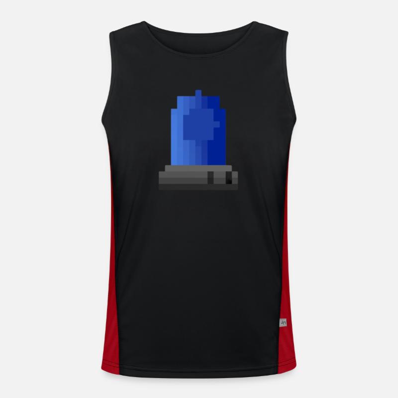 Blaulicht Sirene Pixelkunst Funktionelles Kontrast-Tank Top für Männer 