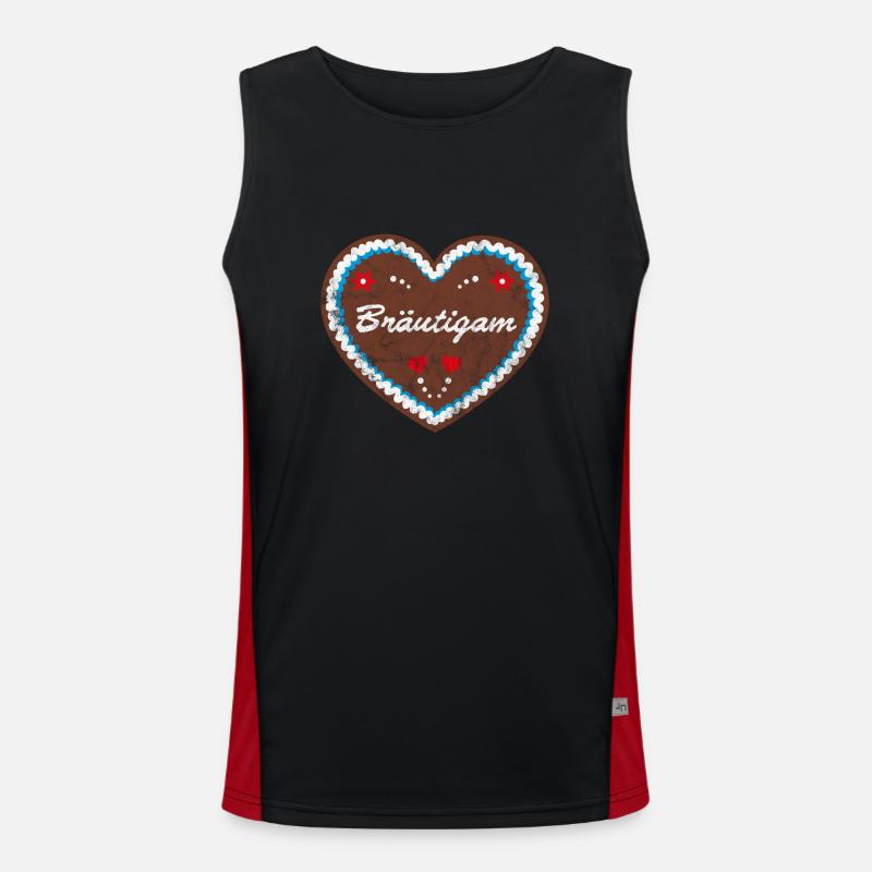 Lebkuchenherz "Bräutigam" JGA Funktionelles Kontrast-Tank Top für Männer 