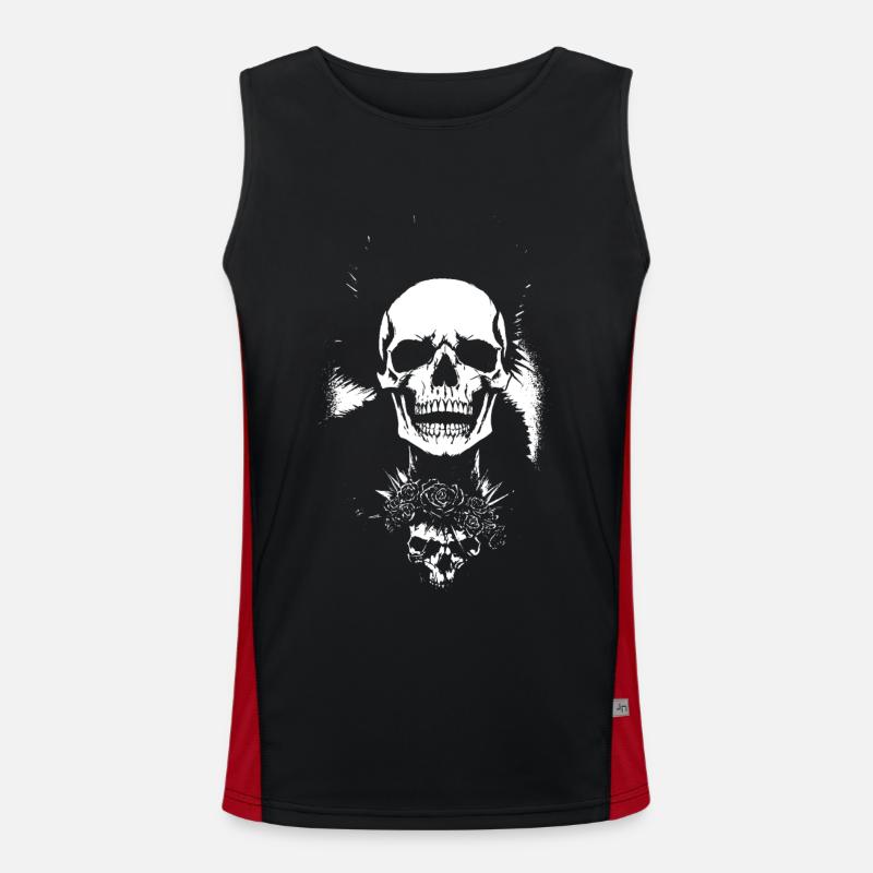 Crâne de fan d'horreur avec Mohawk Crazy Punkrocker Pun Débardeur respirant contrasté Homme 