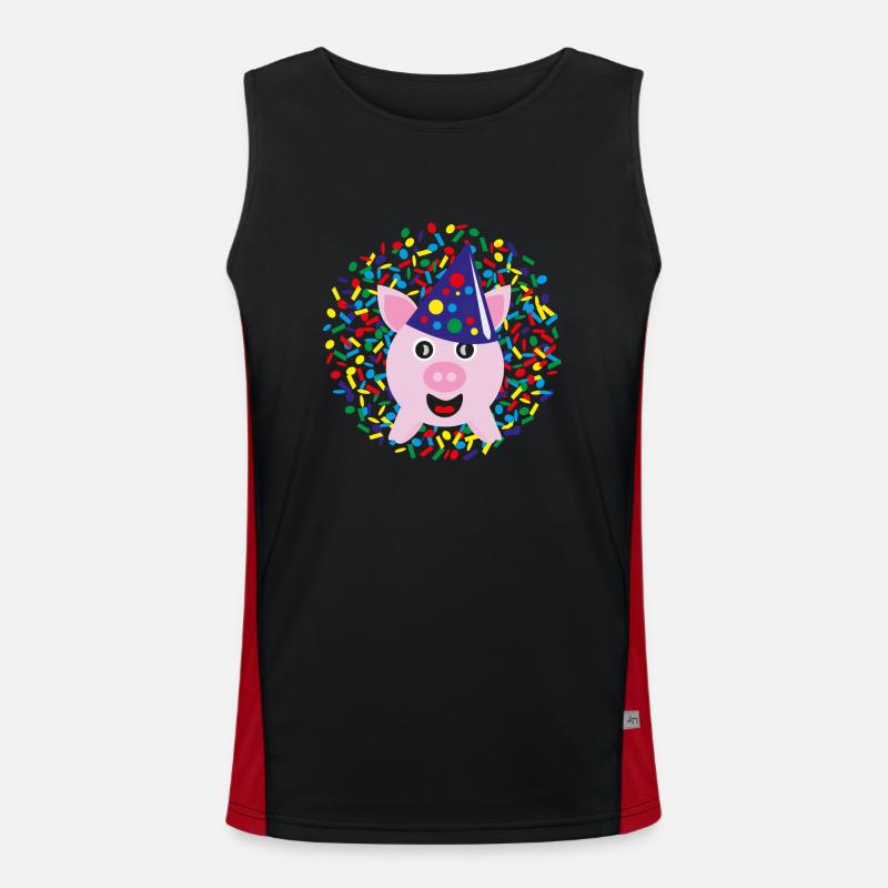 Glücksschwein zu Silvester, Neujahr oder Karneval. Funktionelles Kontrast-Tank Top für Männer 