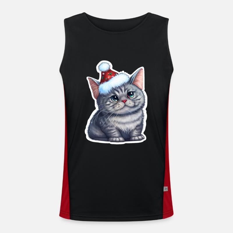 Chat de Noël, mignon et mignon avec une casquette Débardeur respirant contrasté Homme 