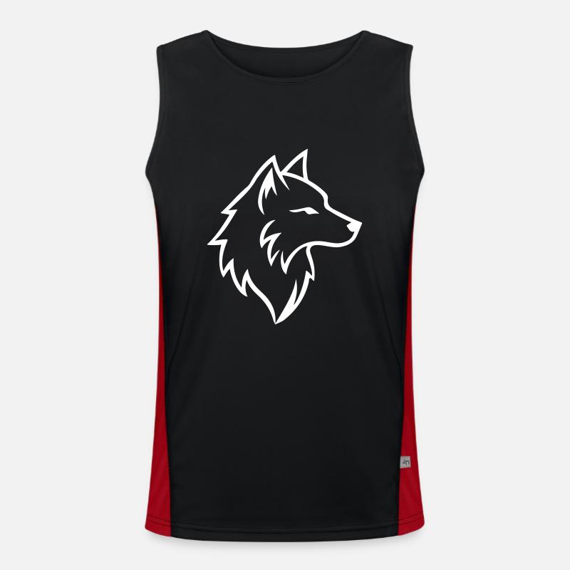 Wolf Outline - Men's Functional Contrast Tank Top  - black/red