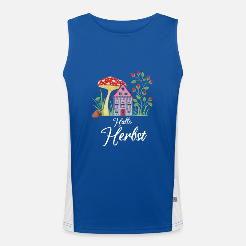 Hello Autumn Toadstool Dwarf House Autumnal Men's Functional Contrast Tank Top 