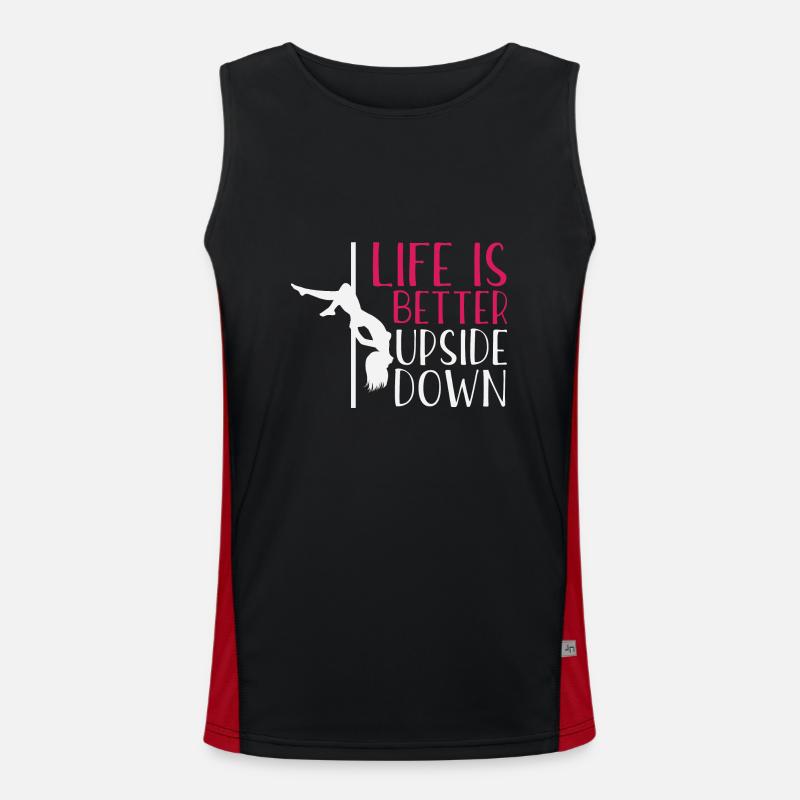 Pole Dance Shirt Das Leben ist besser auf dem Kopf stehendes Geschenk Funktionelles Kontrast-Tank Top für Männer 