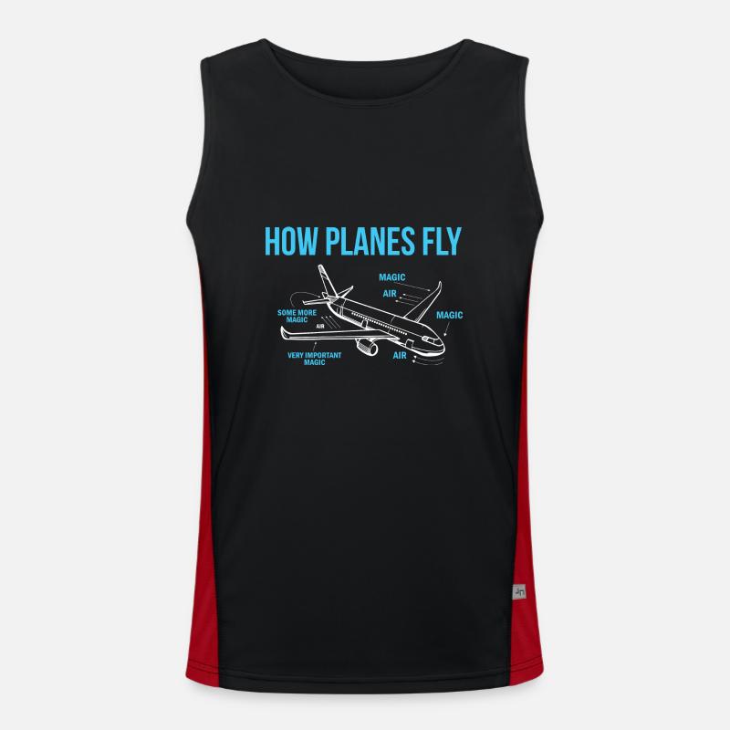How Planes Fly Funny Aerospace Engineering Gift Men's Functional Contrast Tank Top 