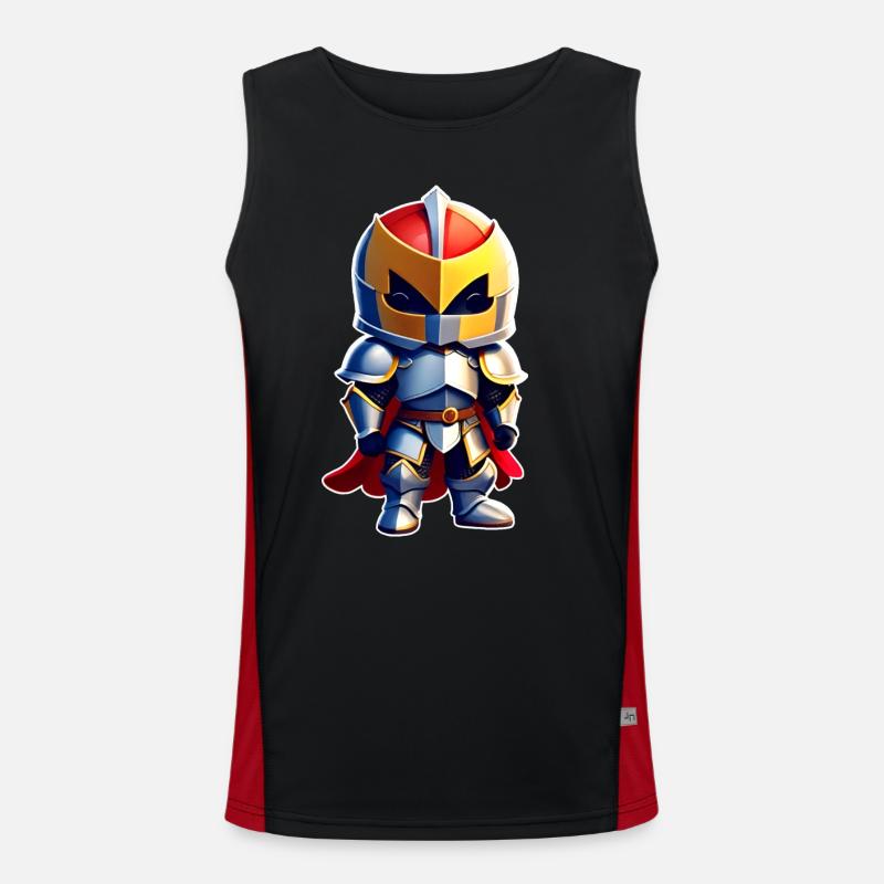 Cute knight in comic book style Men's Functional Contrast Tank Top 
