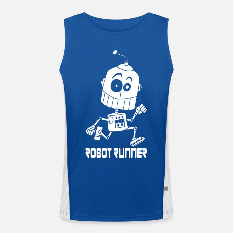 Weißer laufender Roboter Funktionelles Kontrast-Tank Top für Männer 
