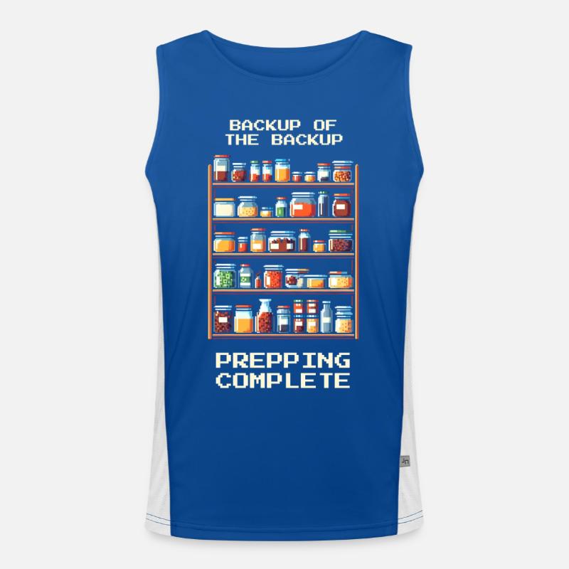 Backup des Backups | Prepping Humor Funktionelles Kontrast-Tank Top für Männer 