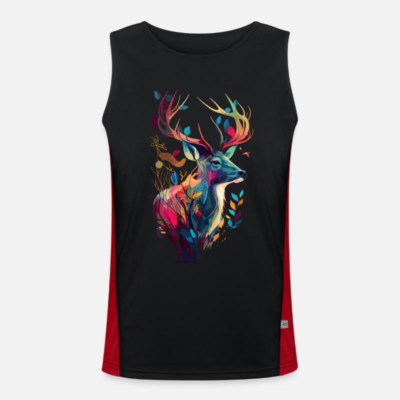 Jagd auf Hirsche bunt Funktionelles Kontrast-Tank Top für Männer 